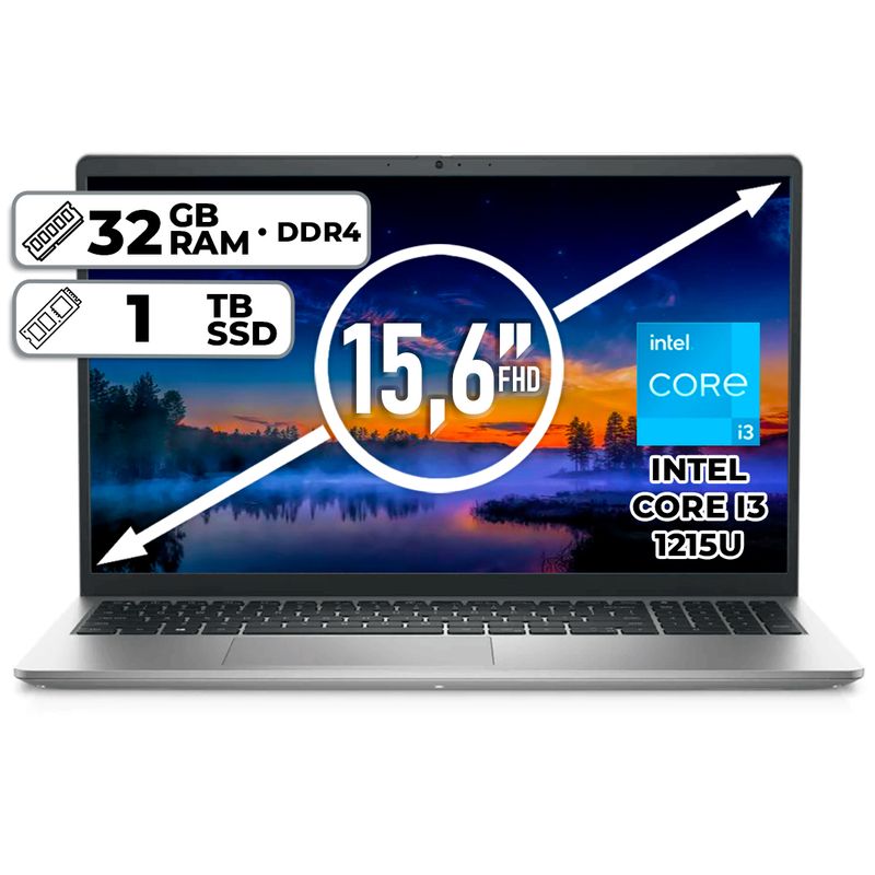 DELL - PORTÁTIL DELL INTEL CORE I3-1215U 1TB SSD 32GB RAM 156 FHD PLATINUM SILVER