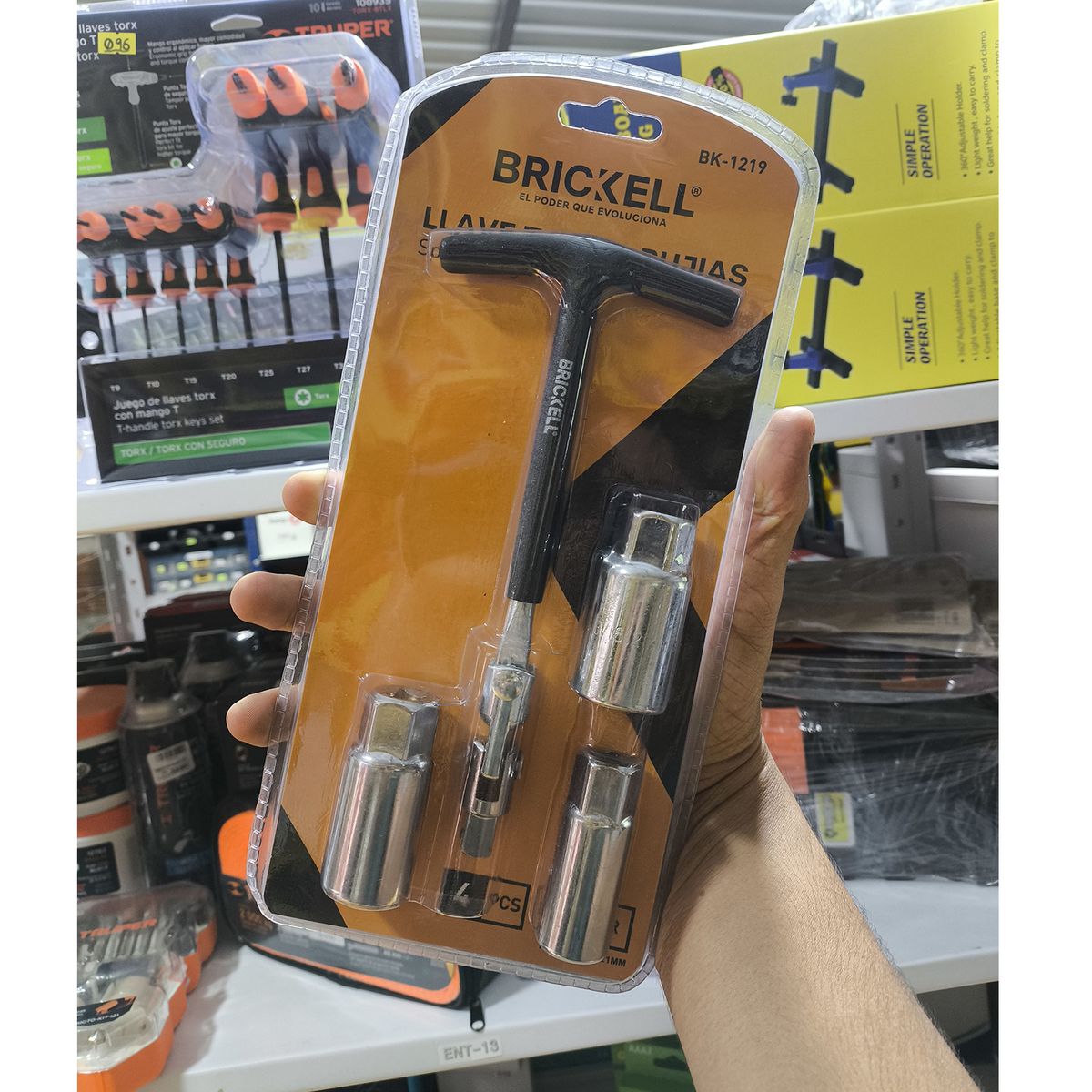 BRICKELL - Llave en T saca bujías copas 161821mm para moto carro camión