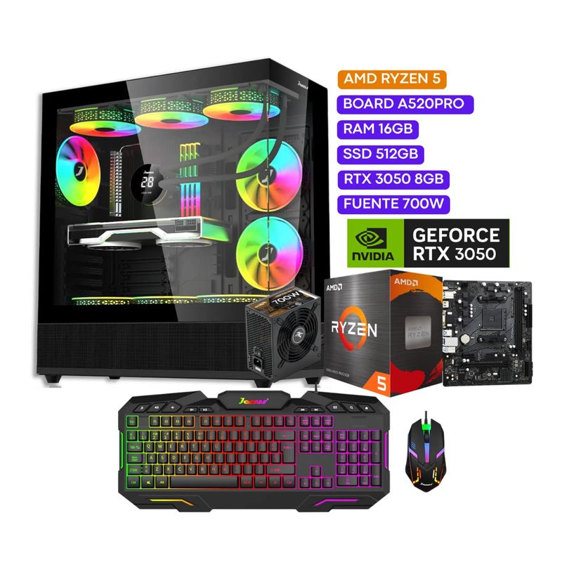 JANUS - COMPUTADOR PC GAMER RTX 3050 8GB R5 4600G 3,7GHZ 16/512 BOARD A520PRO