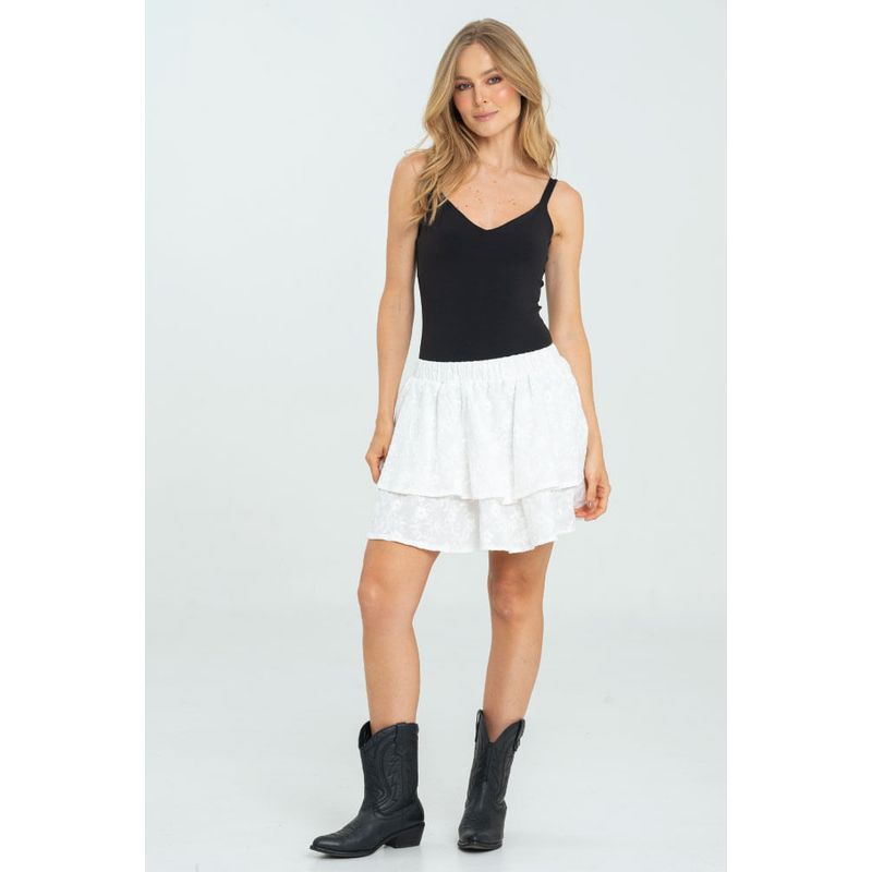 RAGGED - Falda corta algodon Blanco crudo Ragged