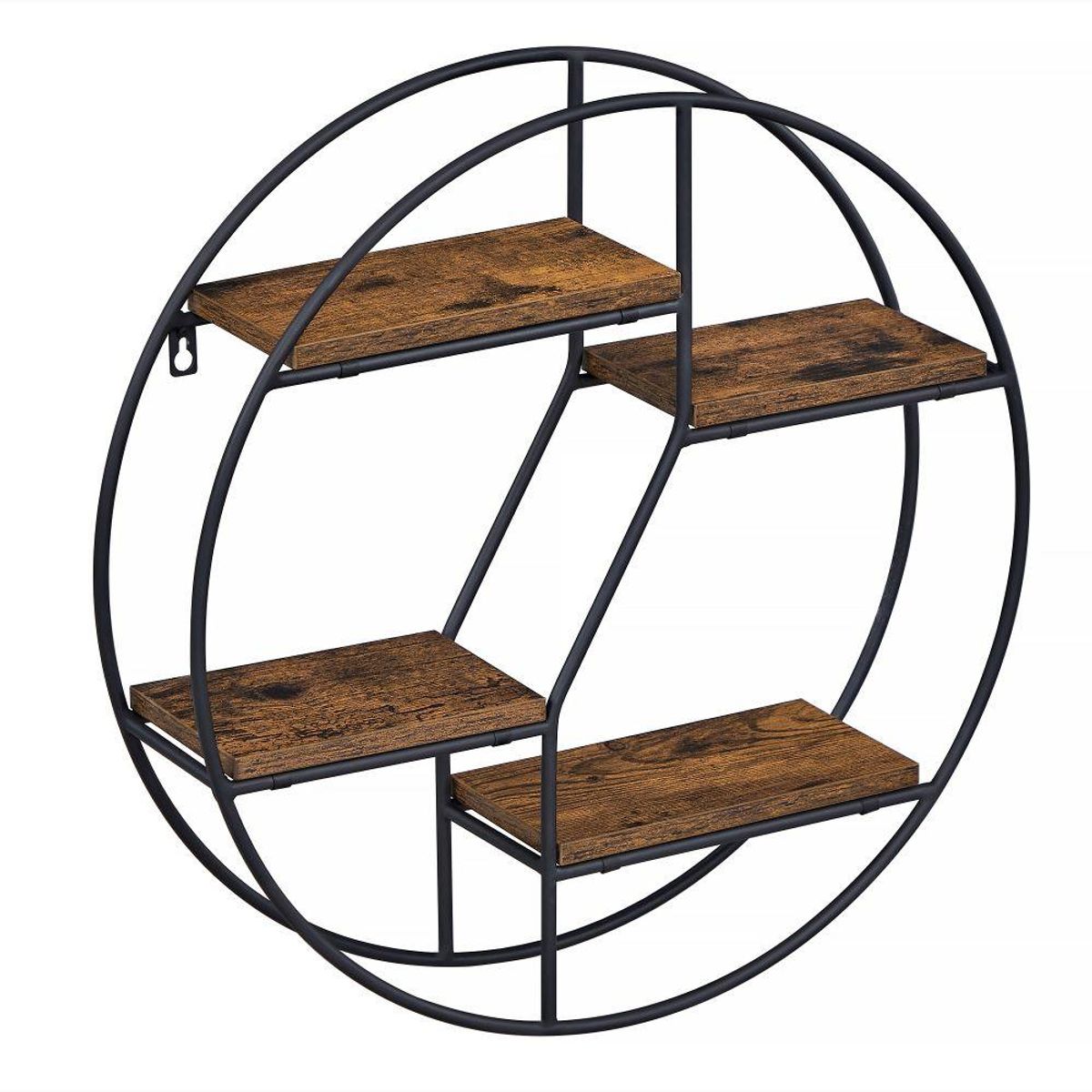 RTA DESIGN - Repisa Plantón Negro y Roble en forma redonda