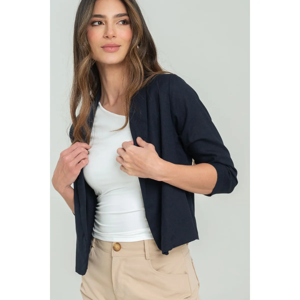 RAGGED - Chaqueta tejida lino Azul oscuro Ragged