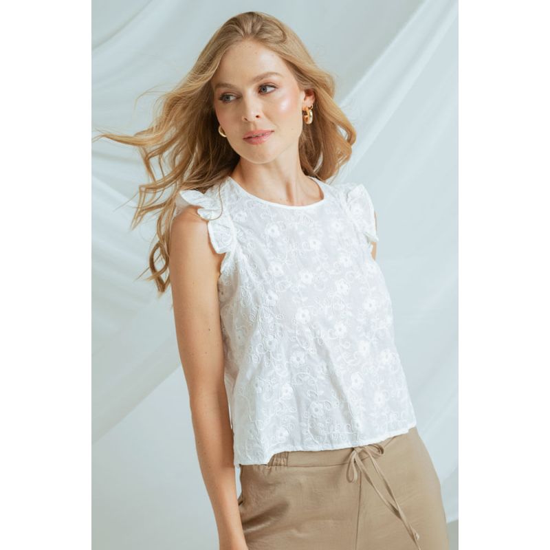 RAGGED - Blusa romance cotton Blanco crudo Ragged