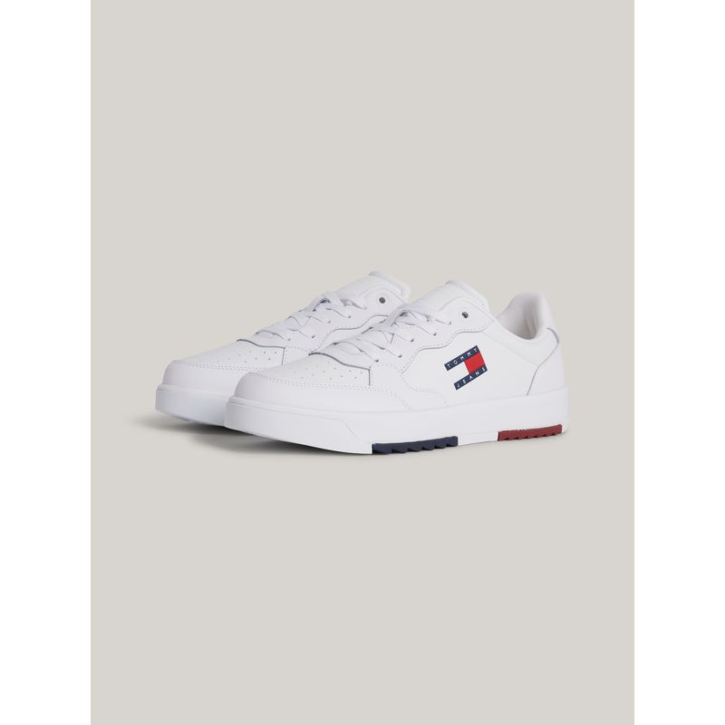 TOMMY HILFIGER - Tenis Blancos Essential en cuero de estilo retro Tommy Hilfiger
