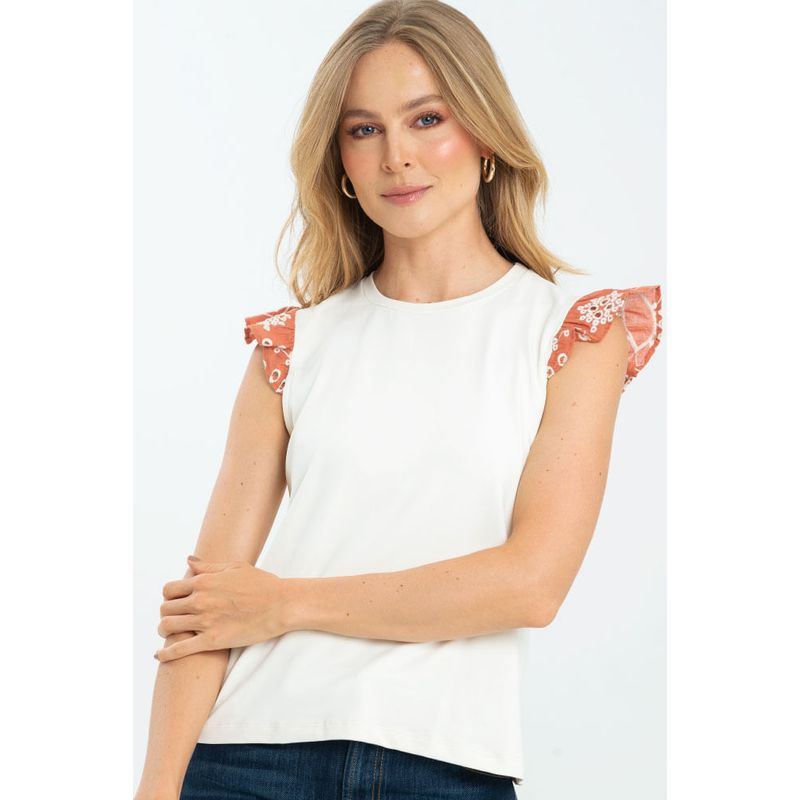 RAGGED - Top manga ojalillo Marfil Ragged