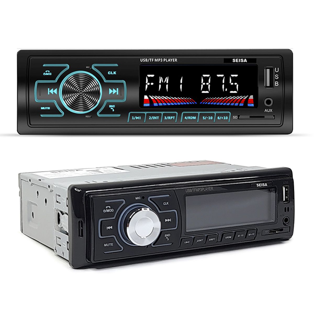 SEISA - Radio Estéreo Para Carro Con Lcd Fm Bluetooth Tf Aux Usb Mp3