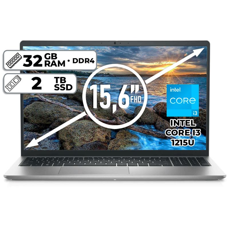 DELL - PORTÁTIL DELL INSPIRON 3520 INTEL CORE I3 1215U 2TB SSD 32GB RAM 15,6" FHD PLATINUM SILVER