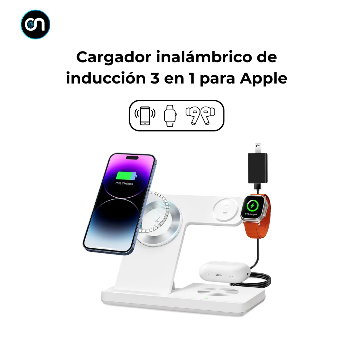GENERICO - Cargador Inalámbrico 3 En 1 Estación De Carga Iphone