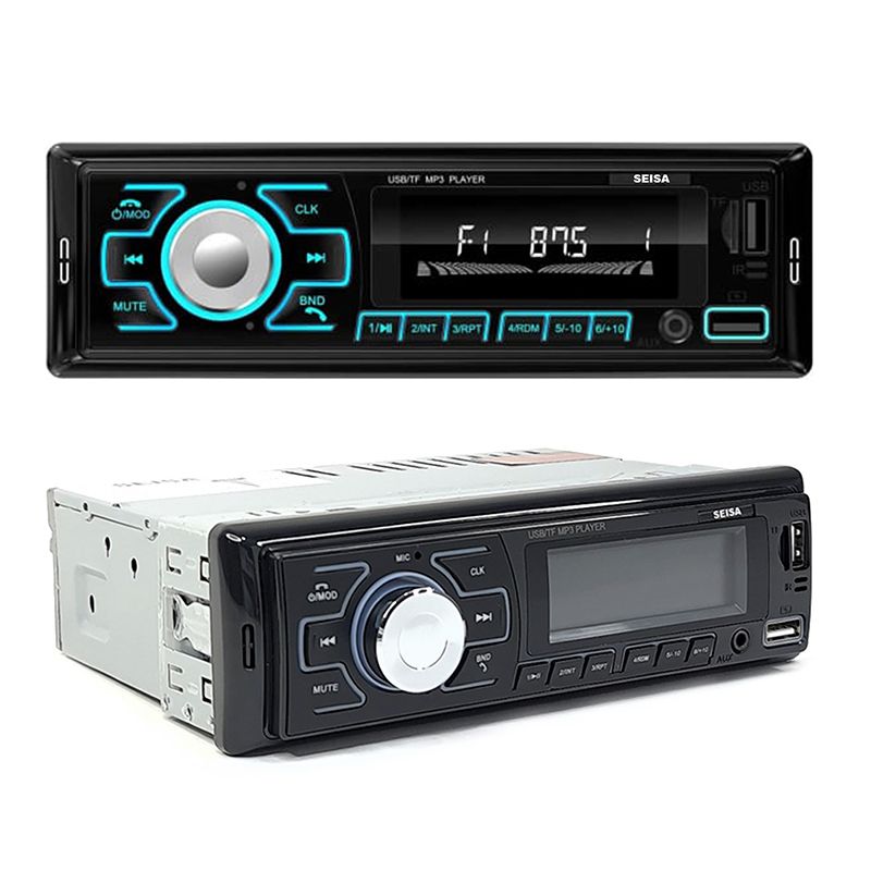 SEISA - Radio Estéreo Para Carro Con Lcd Mp3 Usb Fm Bluetooth Tf Aux