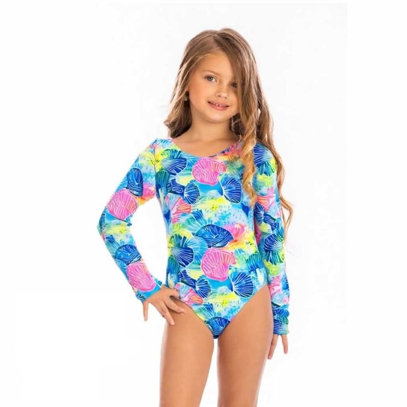 GENERICO - Vestidos- trajes de baño Enterizos Manga Larga Para Niña con Filtro UV