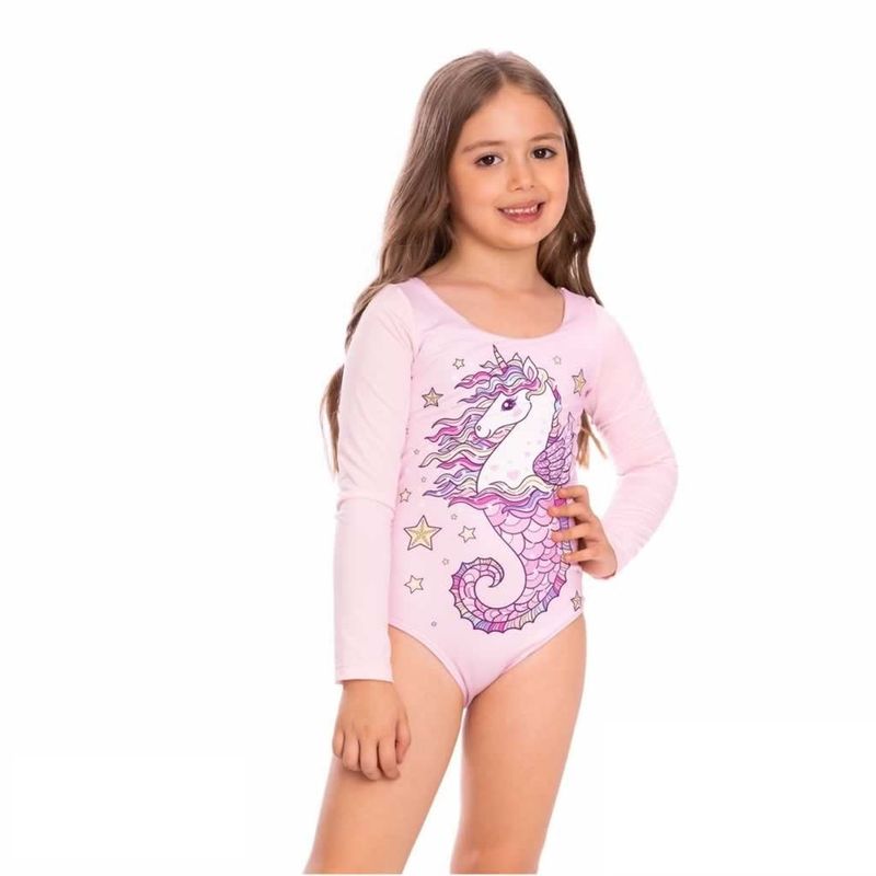 GENERICO - Vestidos- trajes de baño Enterizos Manga Larga Para Niña con Filtro UV
