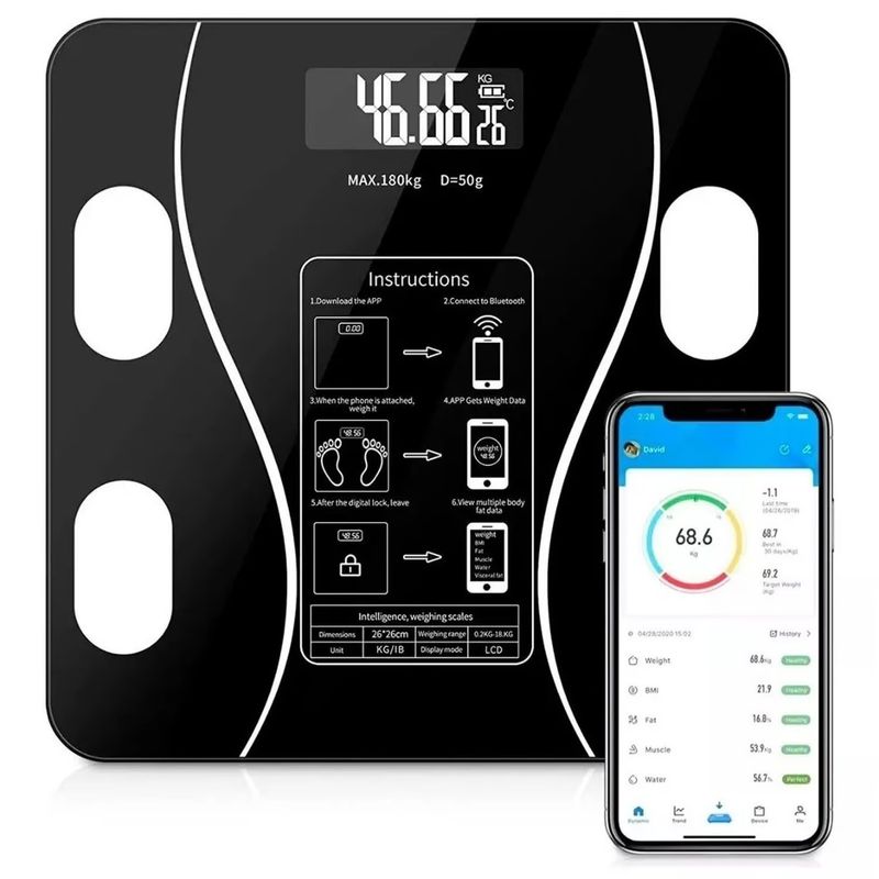 NOVA - Pesa balanza inteligente bluetooth grasa peso corporal