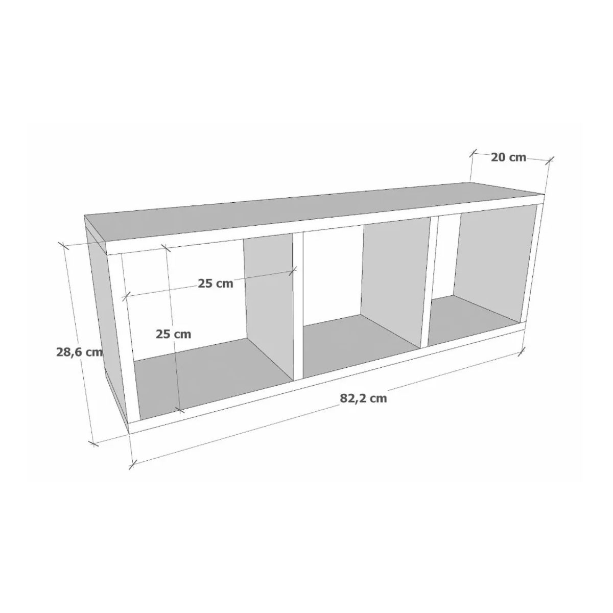 GENERICO - Repisa Cubo Estantería Biblioteca - 3 Módulos, Decoración, Gris Oscuro