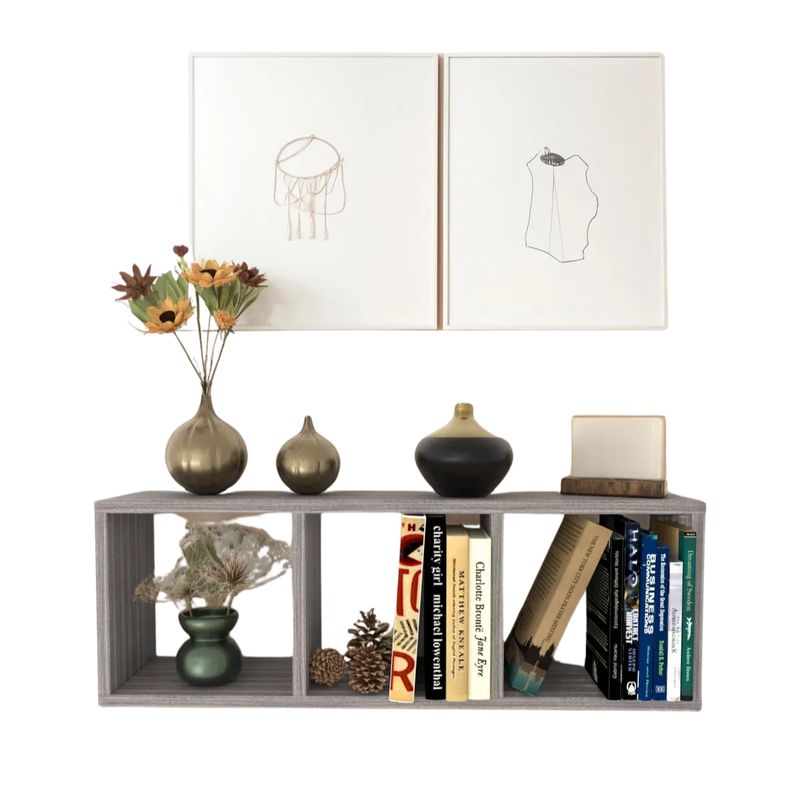 GENERICO - Repisa Cubo Estantería Biblioteca - 3 Módulos - Decoración, Color Humo