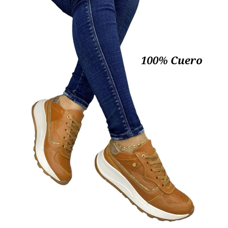 EVEGONZ - Tenis en Cuero Zapato Cafe Deportivo