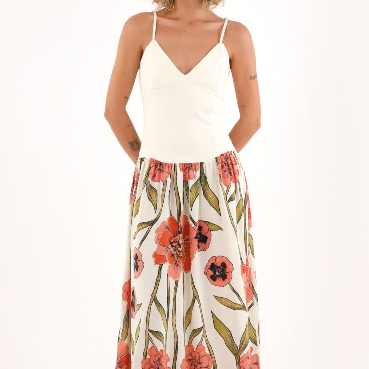 TOPMARK - Vestido largo con estampado de flores para mujer