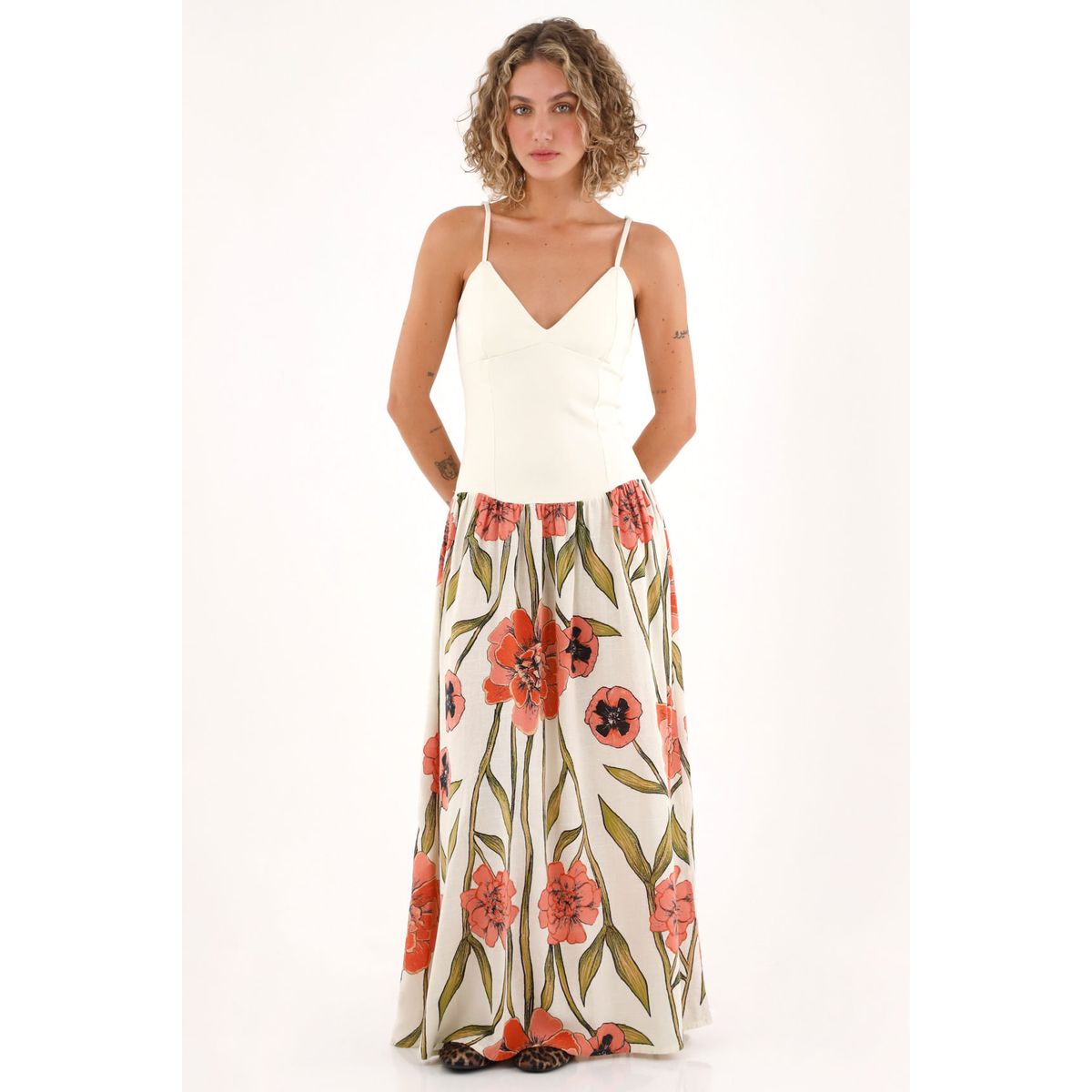 TOPMARK - Vestido largo con estampado de flores para mujer