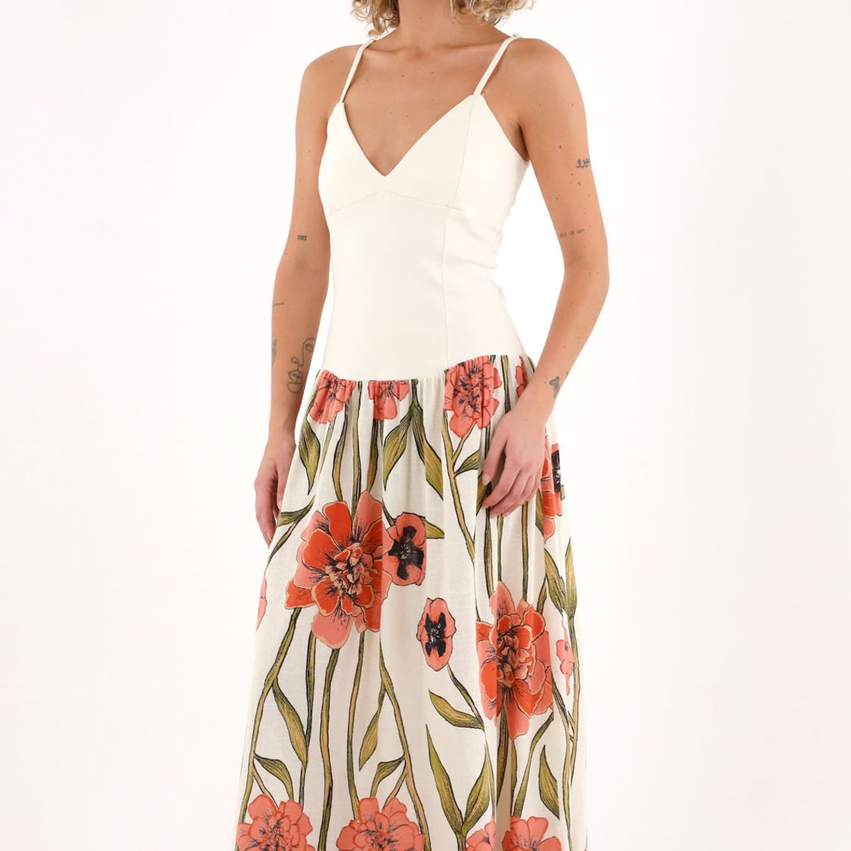 TOPMARK - Vestido largo con estampado de flores para mujer