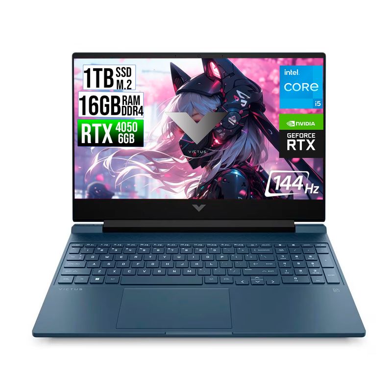 HP - Portátil HP Victus Intel Core I5 RTX 4050 16GB RAM 1TB SSD 15.6" FHD 144Hz