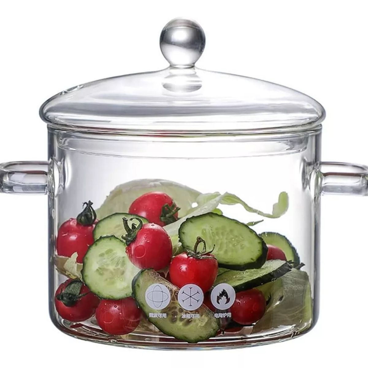 GENERICO - Olla De Vidrio Resistente Al Calor Cacerola Transparente Con Tapa