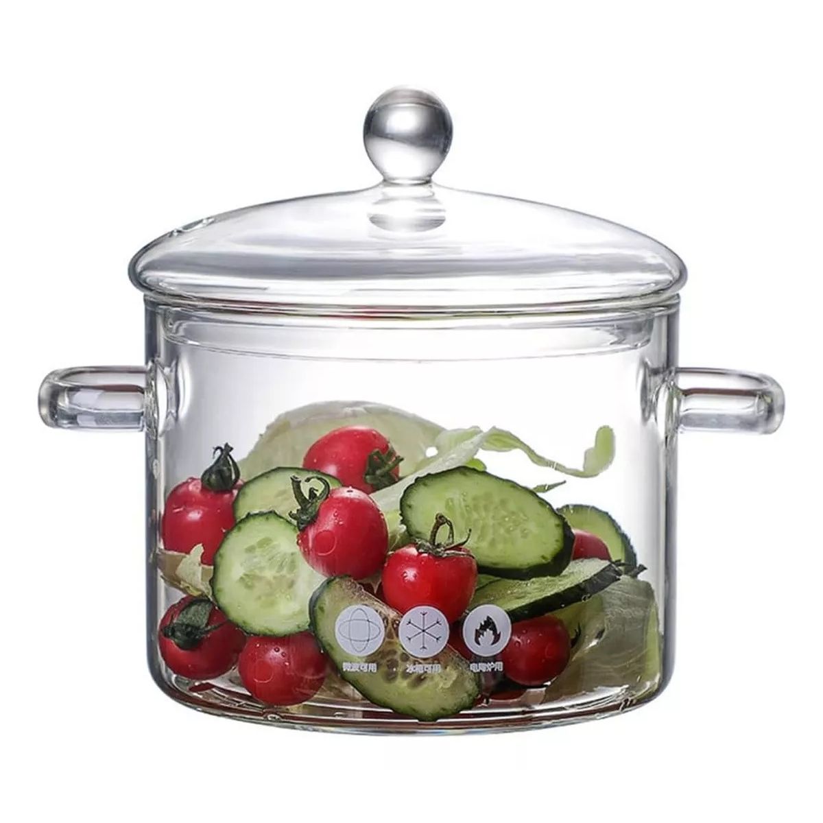 GENERICO - Olla De Vidrio Resistente Al Calor Cacerola Transparente Con Tapa