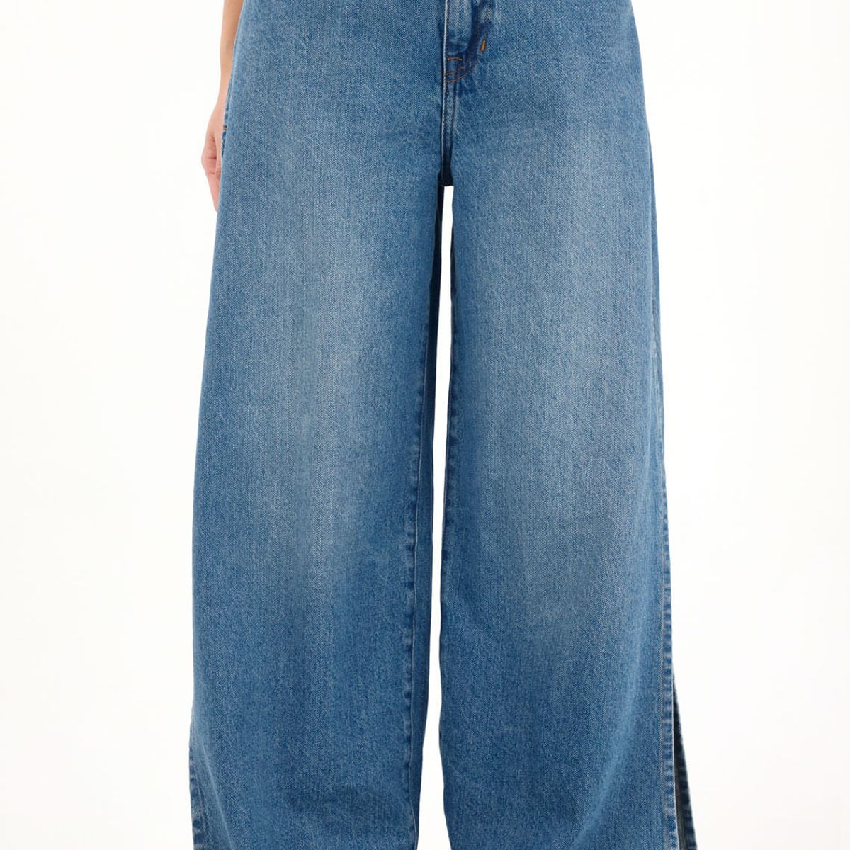 TENNIS - Jean Wide Leg de tiro medio con aberturas laterales para mujer