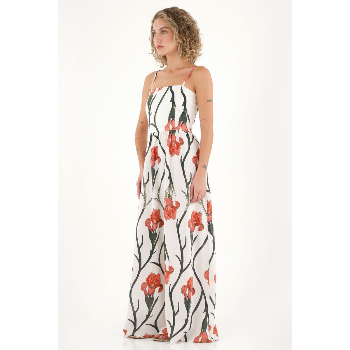 TOPMARK - Vestido largo con estampado de flores multicolor para mujer