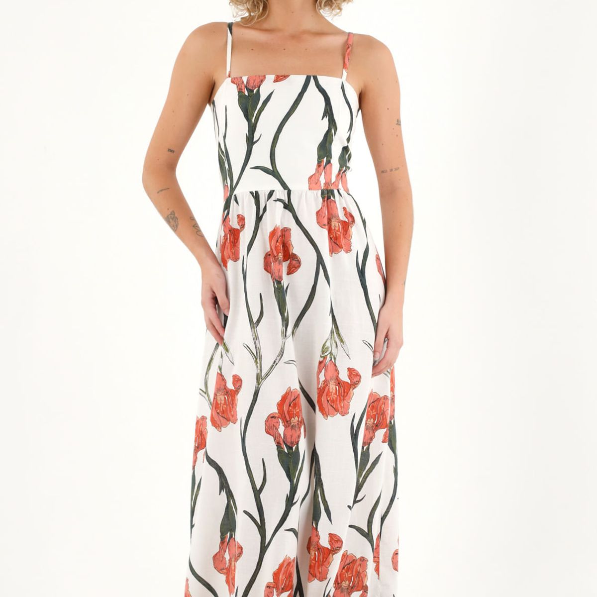 TOPMARK - Vestido largo con estampado de flores multicolor para mujer