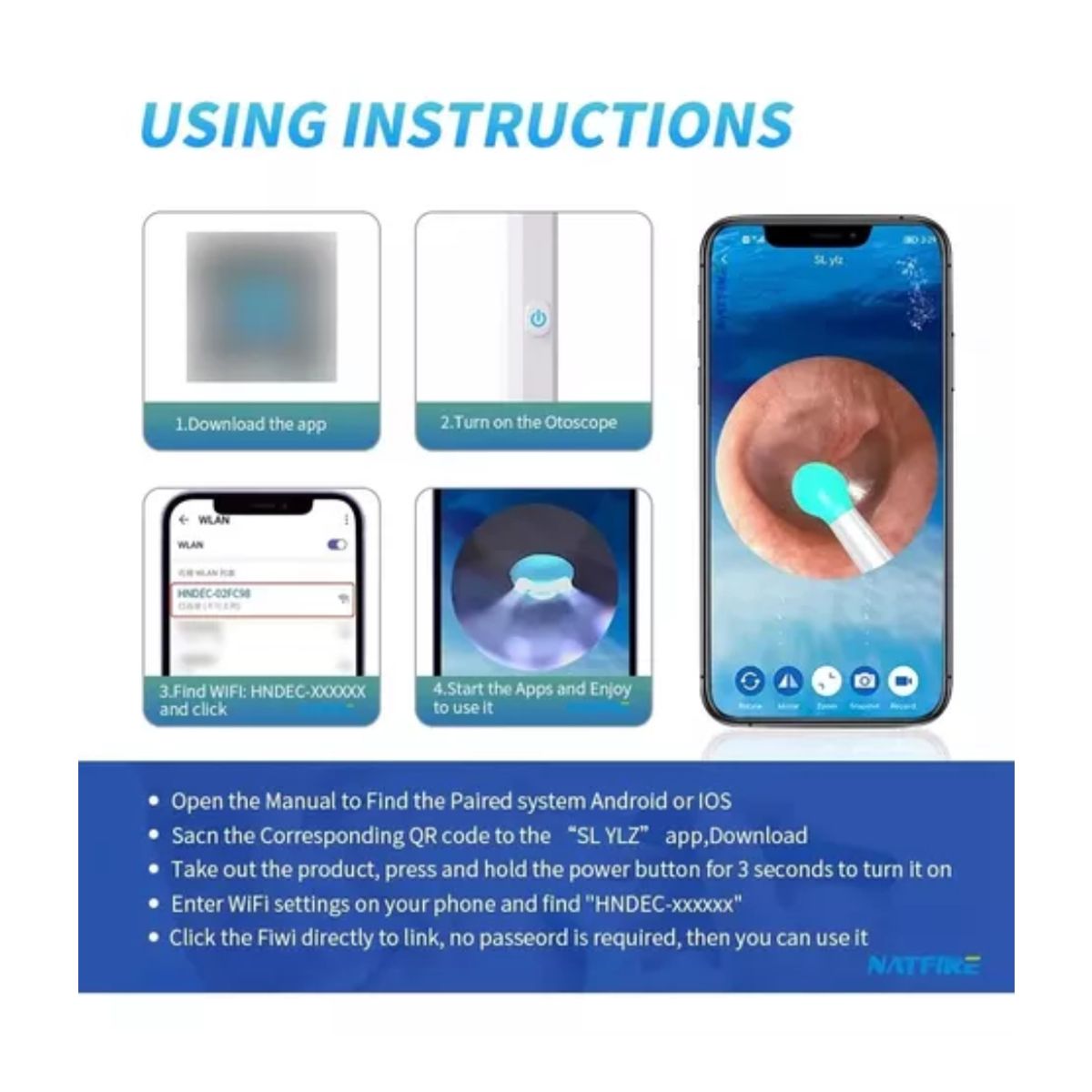 GENERICO - Limpiador De Oidos Con Camara Recargable Usb