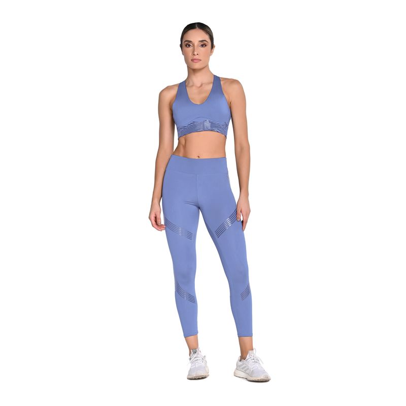 BELIFE - Leggins Estampado Silicona Azul en Poliéster Para Mujer