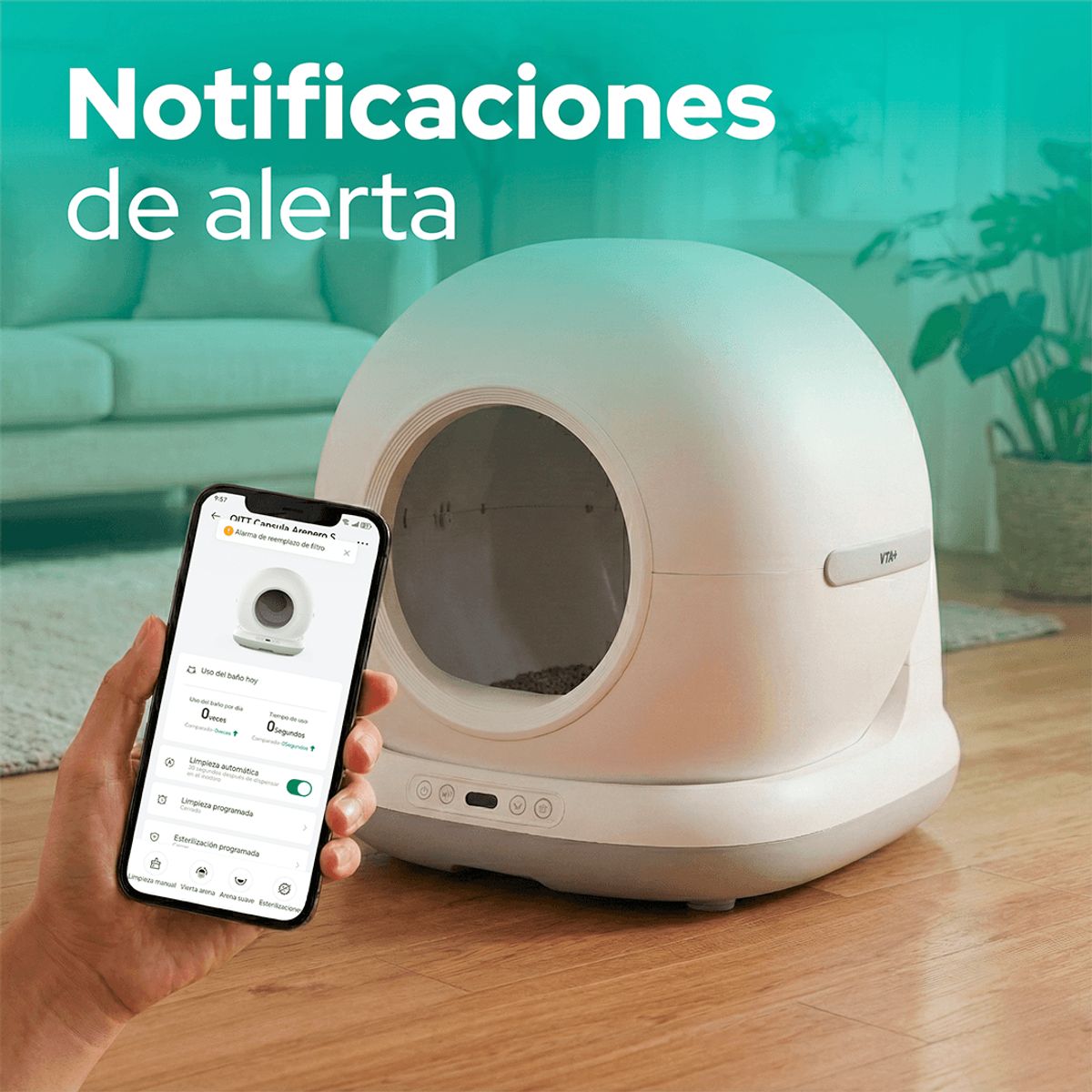 VTA PLUS - Arenero Inteligente QITT VTA+ para Gatos con Limpieza Automática y Control por App