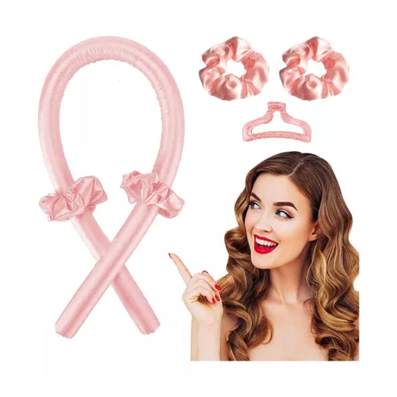GENERICO - Kit Rizador Para Ondas Sin Calor Tubo + Scrunchies + Caimán