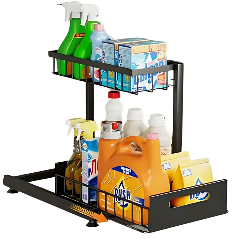GENERICO - Organizador Fregadero 2 Niveles Metal Deslizable Cocina Baño