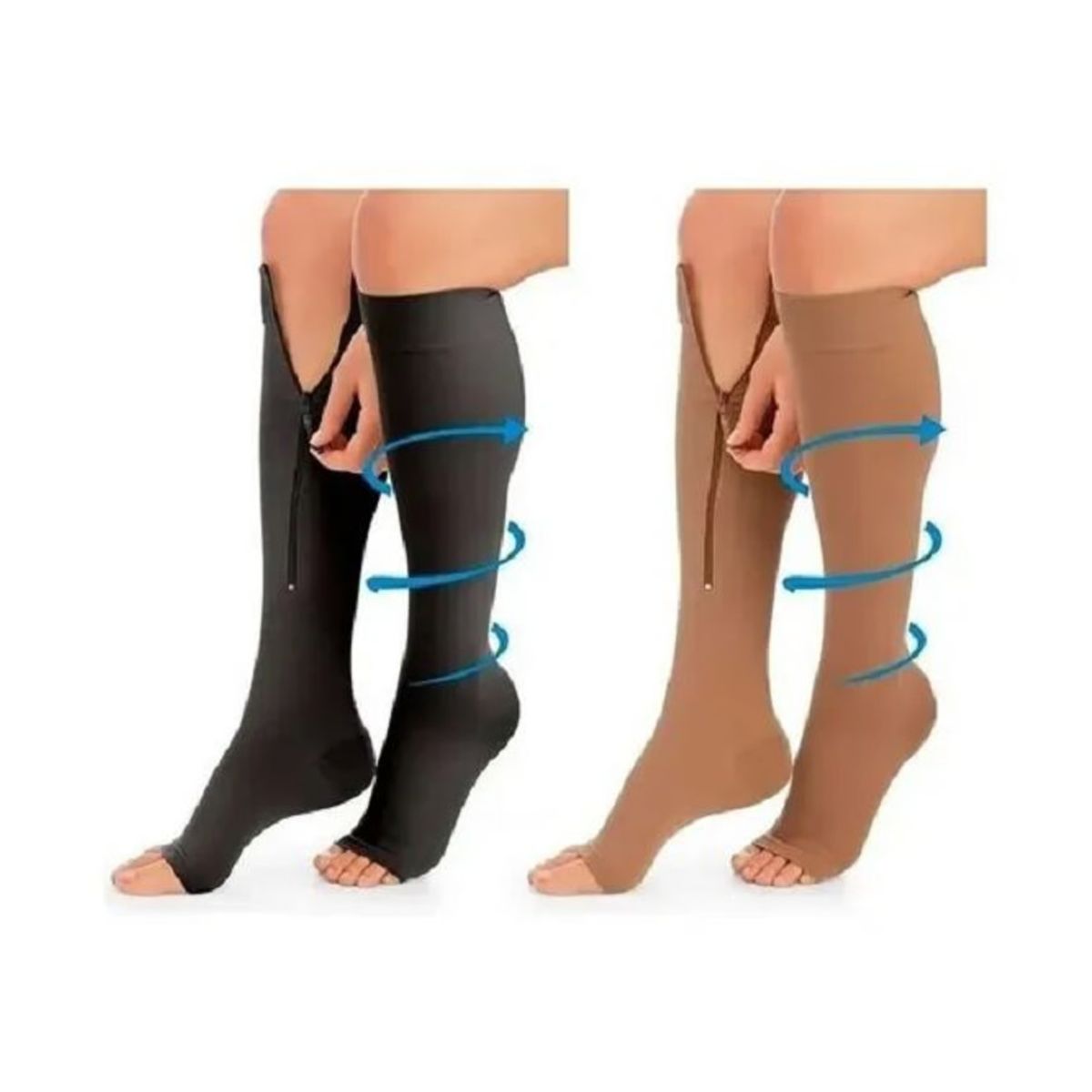 ZIP SOX - Medias Zip Sox Compresión Anti Varices Cremallera Negro