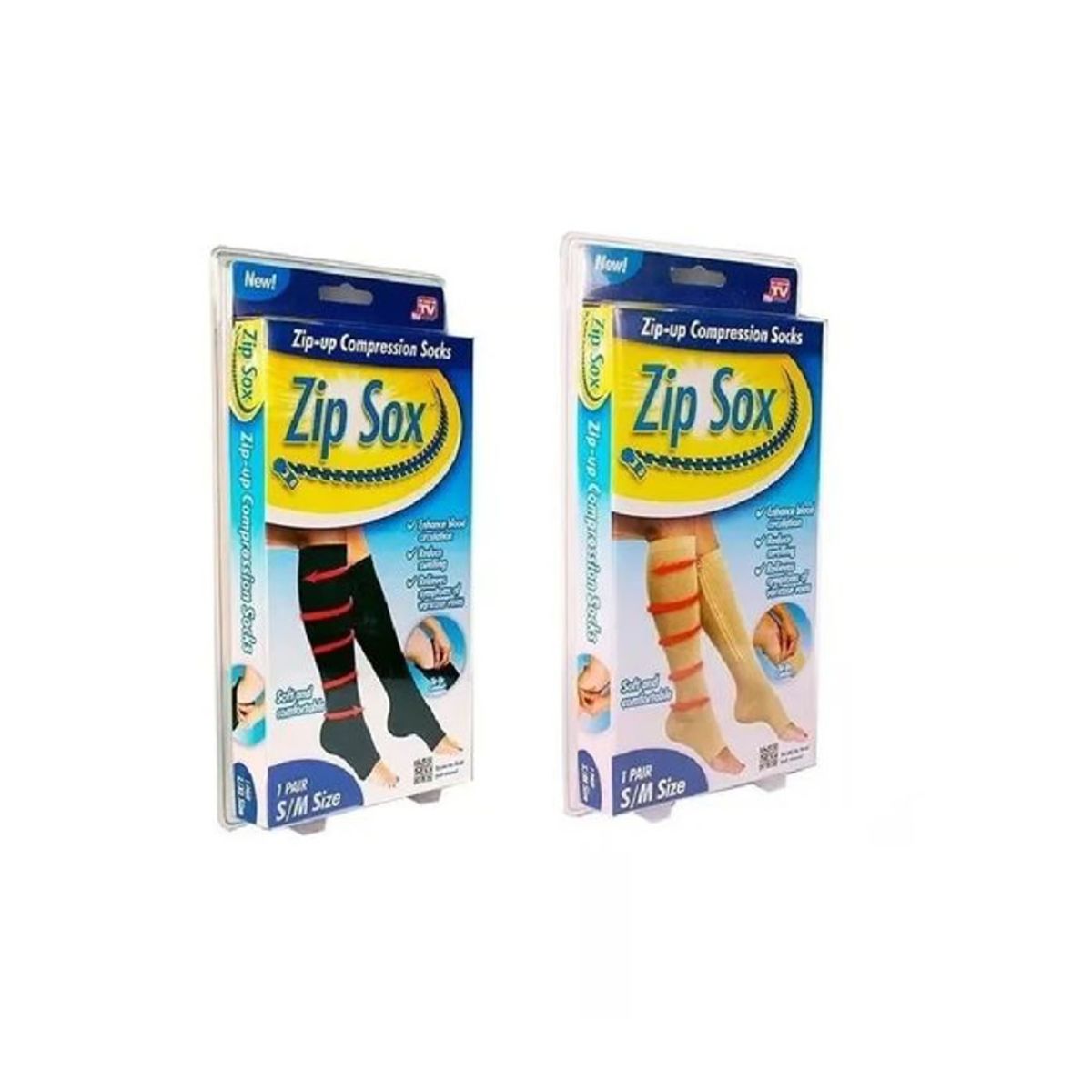 ZIP SOX - Medias Zip Sox Compresión Anti Varices Cremallera Negro