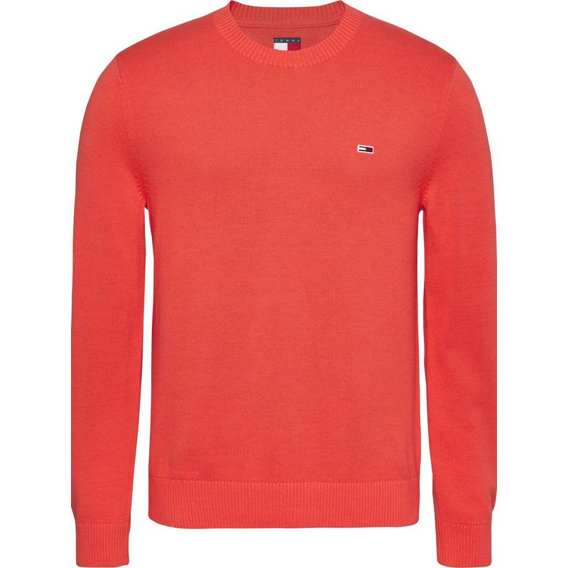 TOMMY HILFIGER - Suéter rojo Essential de corte slim con parche Tommy Jeans
