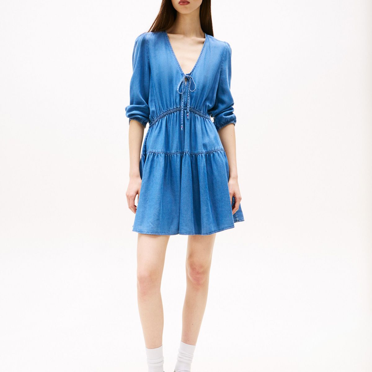TOMMY HILFIGER - Vestido azul corto de chambray Tommy Jeans