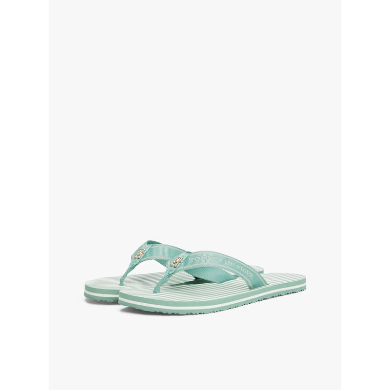 TOMMY HILFIGER - Sandalias verde de tejido trenzado con logo y rayas Tommy Hilfiger