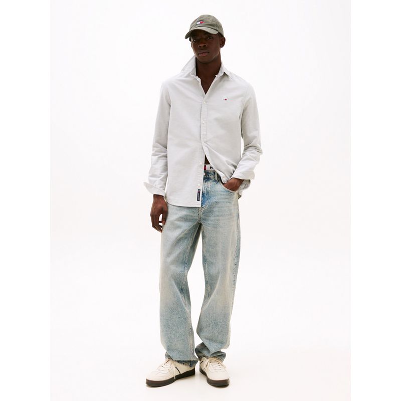 TOMMY HILFIGER - Camisa verde Oxford de corte regular Tommy Jeans