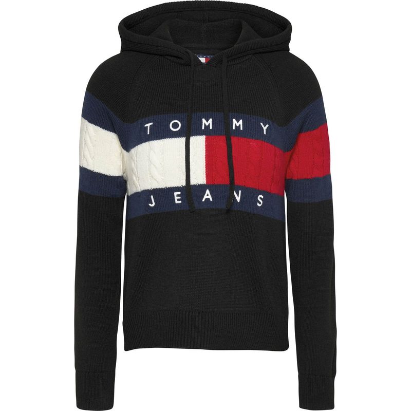TOMMY HILFIGER - Buzo negro con capota y logo Tommy Jeans