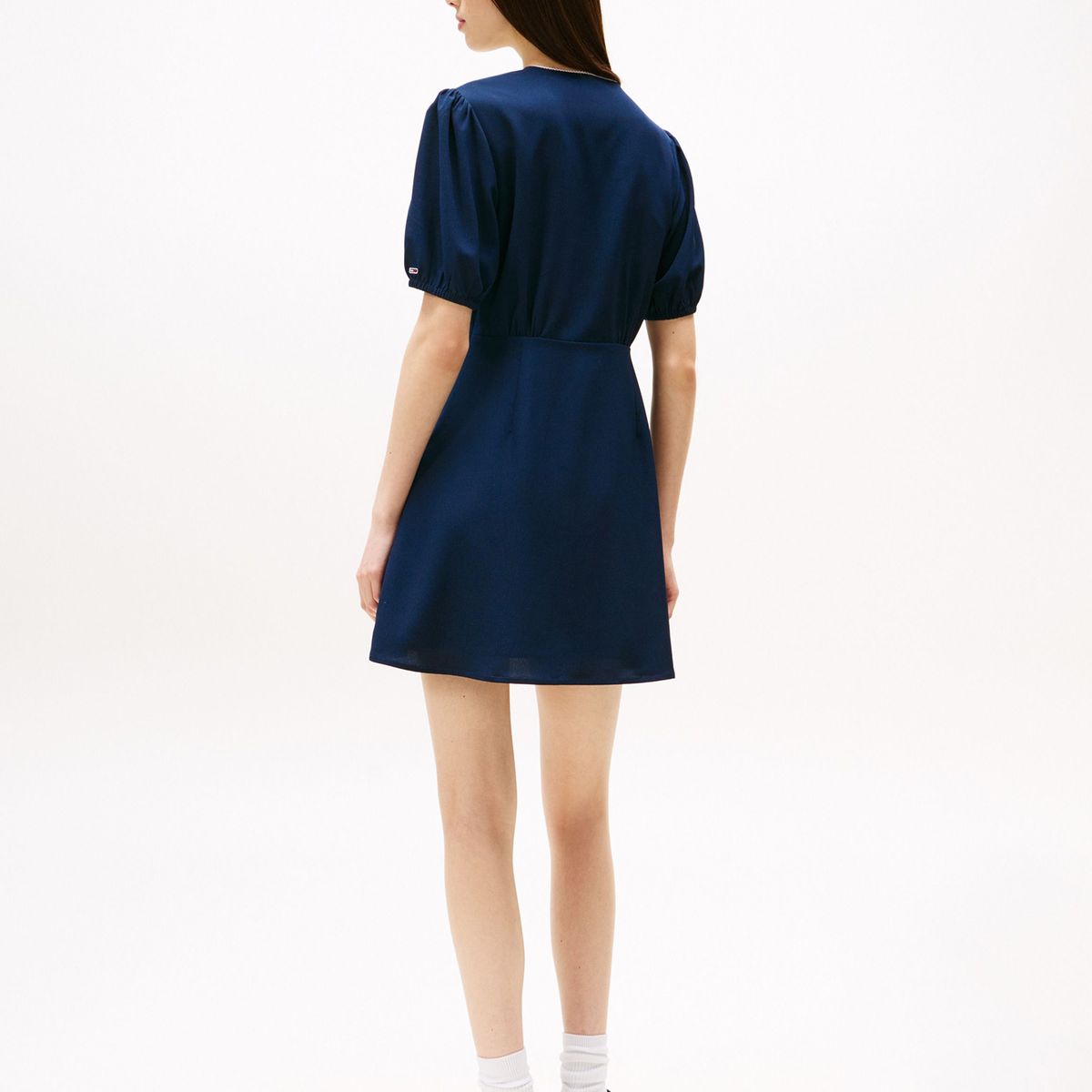 TOMMY HILFIGER - Vestido azul corto de crepé Tommy Jeans