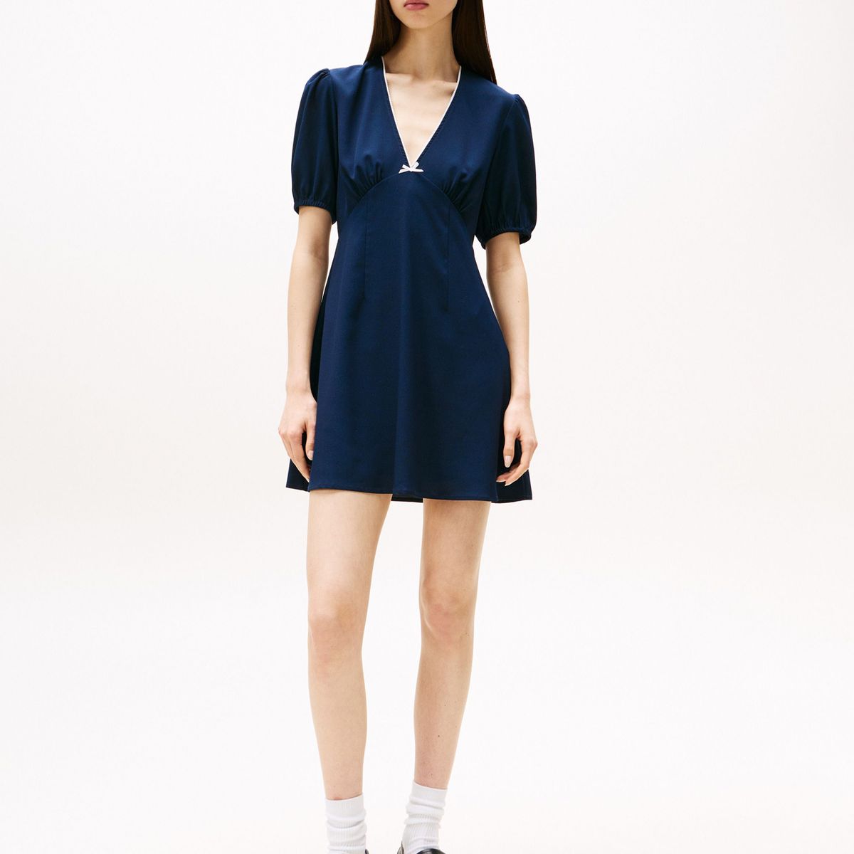 TOMMY HILFIGER - Vestido azul corto de crepé Tommy Jeans