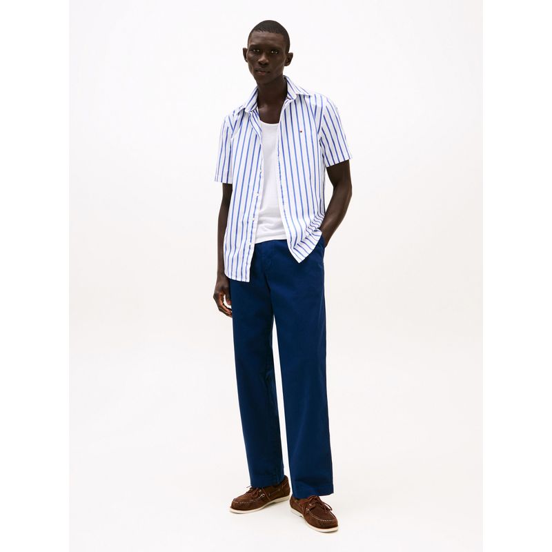 TOMMY HILFIGER - Camisa azul de manga corta con corte regular Tommy Hilfiger