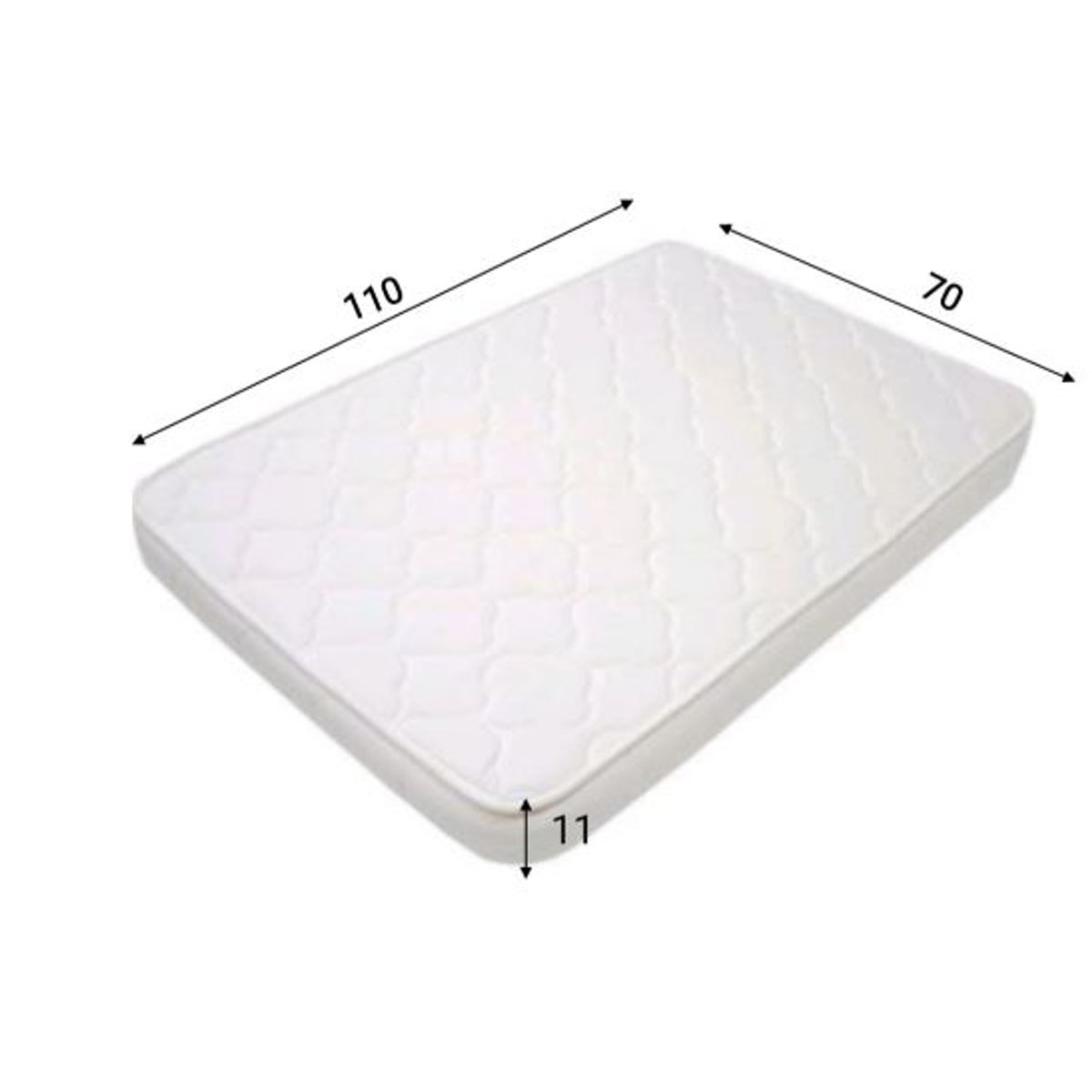 GENERICO - Colchon Colchoneta ParaBebe 110x70x11 Tela Jaguar Antialergi