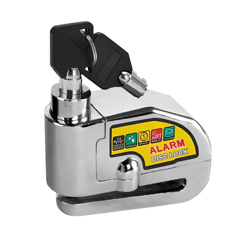 MILOPTS - Candado para Moto Alarma Freno De Disco Cromado Plateado