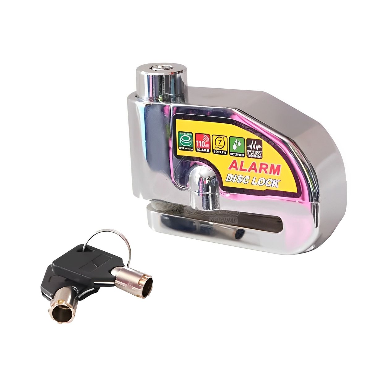 MILOPTS - Candado para Moto Alarma Freno De Disco Cromado Plateado