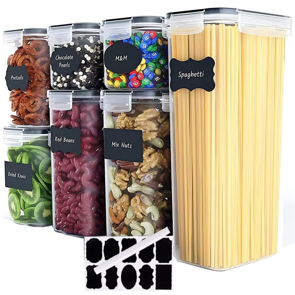 ONE PIXEL - Set Organizador De Granos Para Cocina 7 Pcs Mas Cucharas