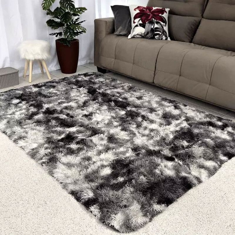 MY HOME STORE - Tapete Terciopelo Negro Blanco Satín