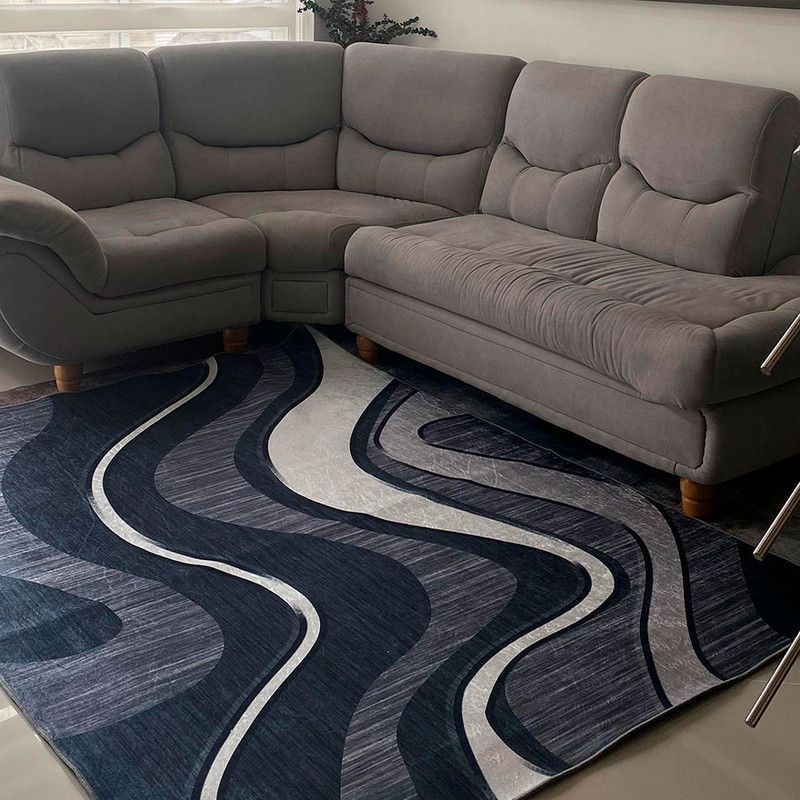MY HOME STORE - Tapete-Tipo-Persa-con-Diseño-Ondulado-en-Tonos-Oscuros
