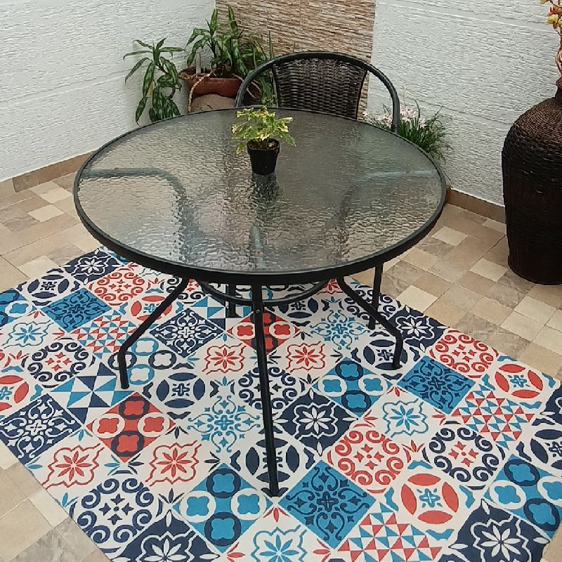MY HOME STORE - Alfombra de Vinilo Tonal Azul Rojo